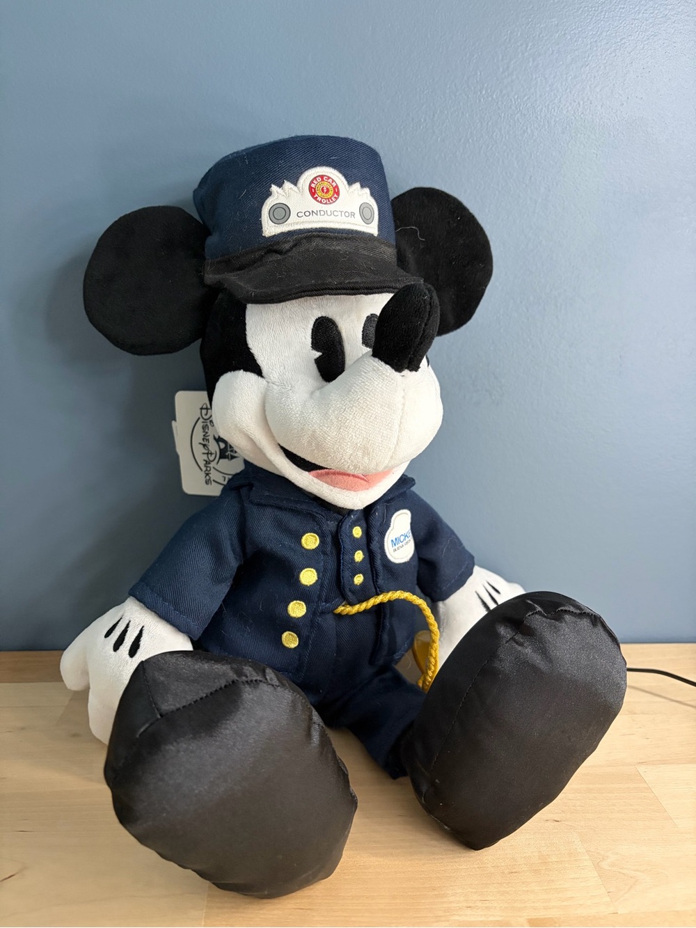 Disney Parks Mickey Mouse Conductor Red Car Trolley Plush-Florida 17" NWT- Rare